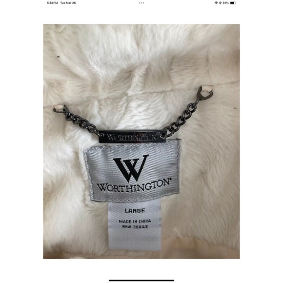 Worthington Womans FauxFur Cream Mid-Length/Driving Coat Womens Size Large - Picture 5 of 11